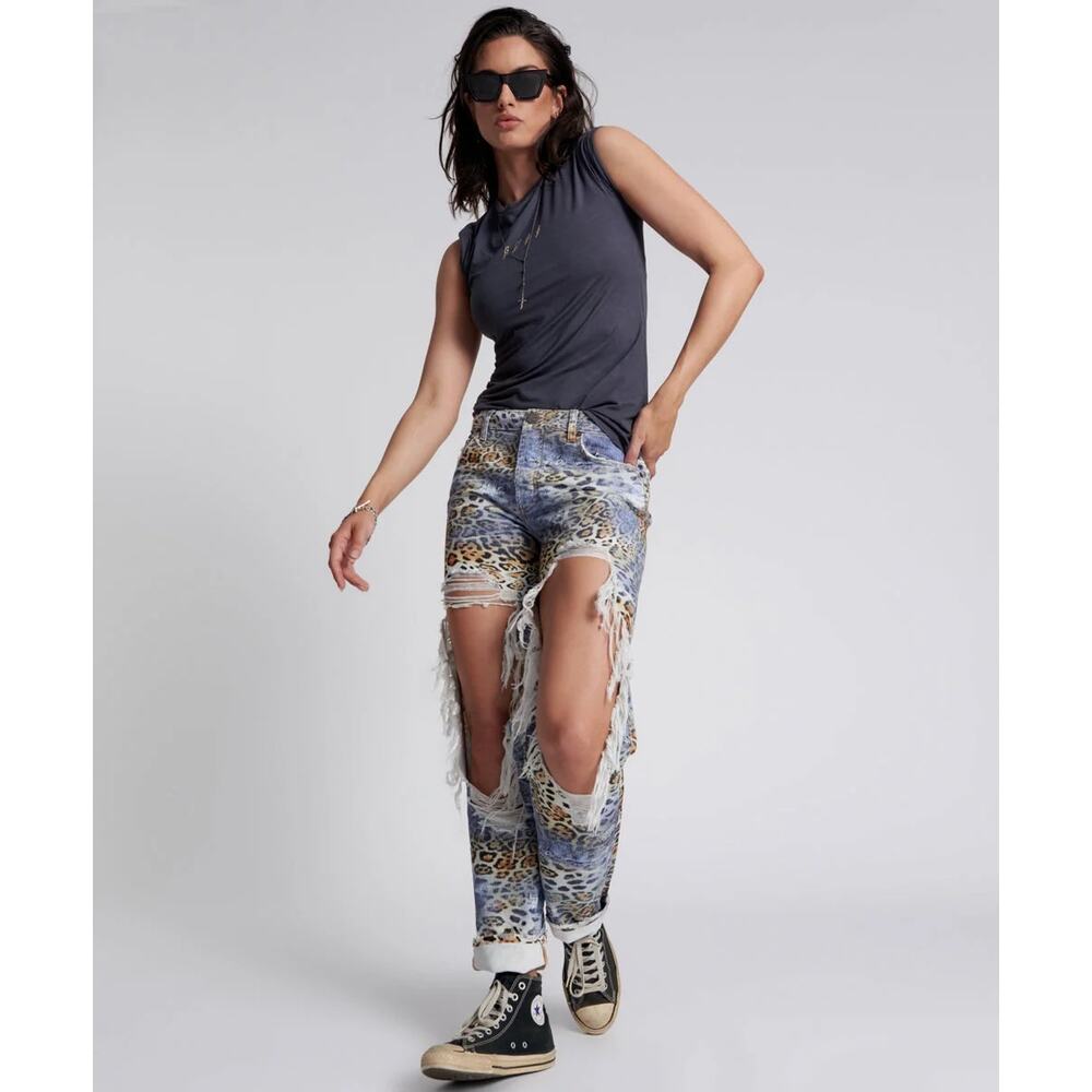ONE TEASPOON- NWT-  LEOPARTY‎ THE TRUCKER JEANS Sz:25X31  Ret$170